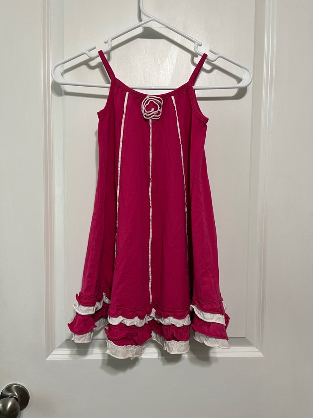Hanna Andersson Hot Pink Sundress with White Trim and Rose Sz 5